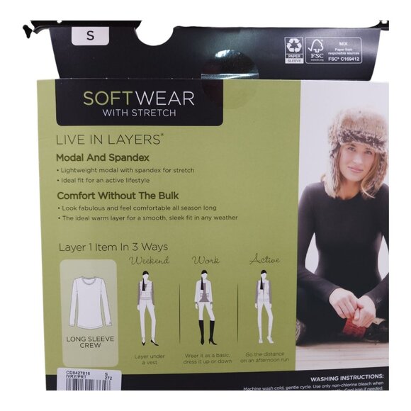 Cuddl Duds Womens Small Long Sleeve Crew SoftWear With Stretch Warm Layers - Picture 4 of 12